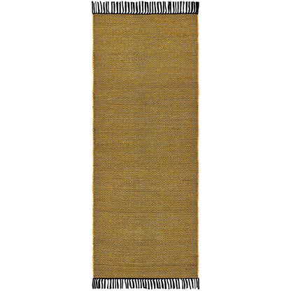  שטיח גפן כותנה 01 צהוב/שחור ראנר עם פרנזים | השטיח האדום 