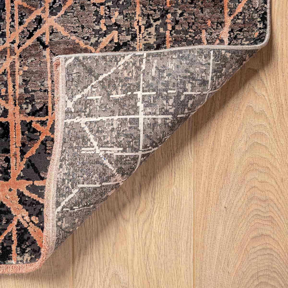  שטיח ג'איפור 28 שחור/ורוד עם פרנזים | השטיח האדום 