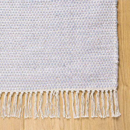 שטיח גפן כותנה 01 תכלת עם פרנזים | השטיח האדום