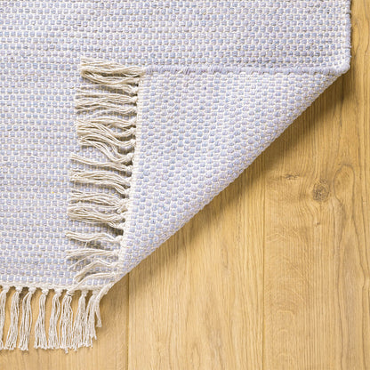 שטיח גפן כותנה 01 תכלת עם פרנזים | השטיח האדום