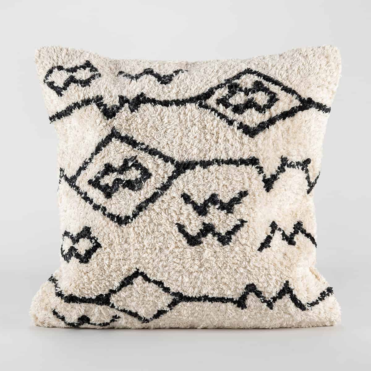 כרית אוסלו 03 קרם/שחור | השטיח האדום שטיחים עבודת יד - כריות נוי