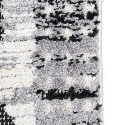 שטיח אטלס 17 אפור כהה/קרם עם פרנזים | השטיח האדום