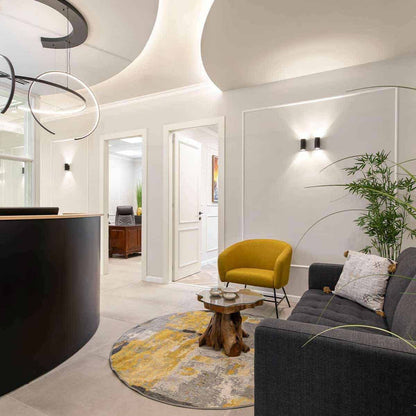 שטיח מרסיי 38 צהוב/אפור עגול | השטיח האדום | עיצוב: אורית בנדר, צילום: מירב פלברג