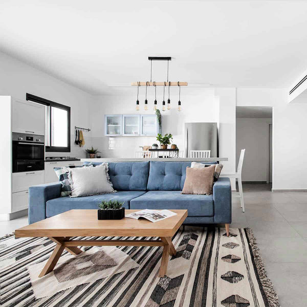 שטיח קילים סקנדינבי 02 ורוד עם פרנזים KILIM