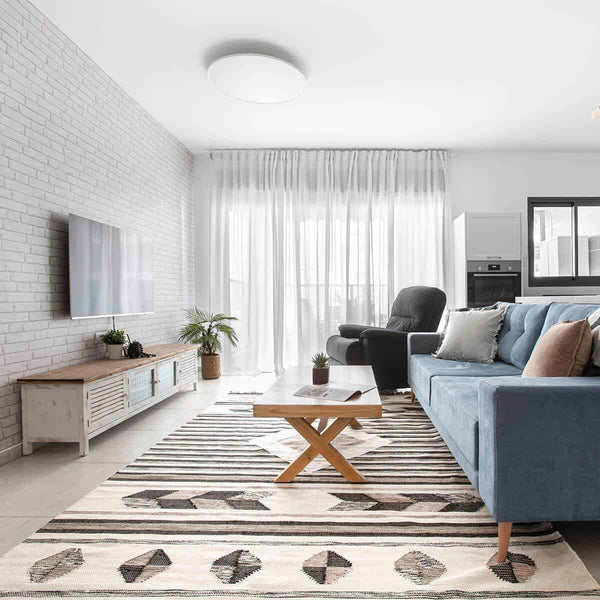 שטיח קילים סקנדינבי 02 ורוד עם פרנזים KILIM