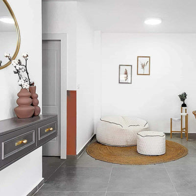 שטיח תמר אריגה שטוחה 01 בז' בהיר עגול | השטיח האדום | עיצוב: חגית אילוז, צילום: גילי פרידמן סטודיו ויזואלית