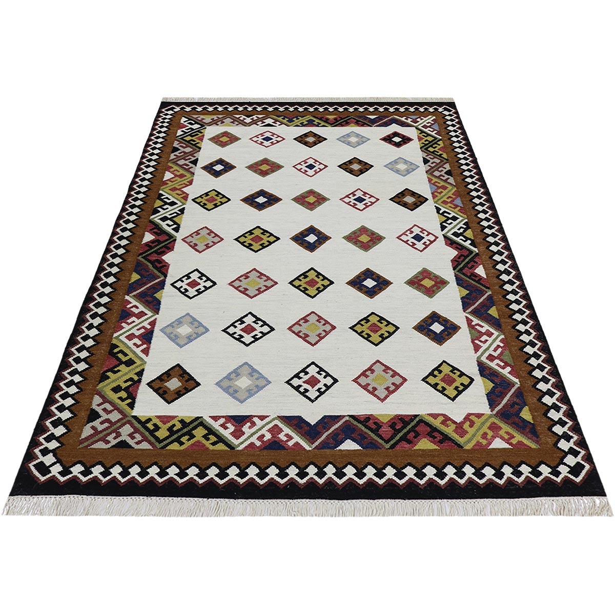 שטיח קילים שיראז 04 צבעוני עם פרנזים | השטיח האדום