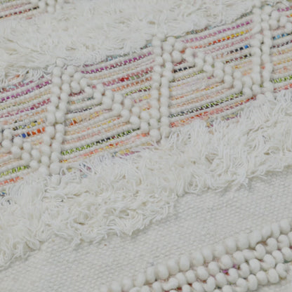 שטיח גפן כותנה 07 לבן/קרם/צבעוני | השטיח האדום