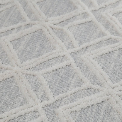 שטיח אטלס 18 קרם/אפור עם פרנזים | השטיח האדום