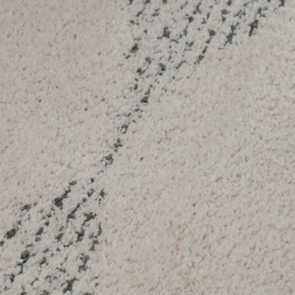 שטיח שאגי מרקש 10 קרם/שחור עגול | השטיח האדום