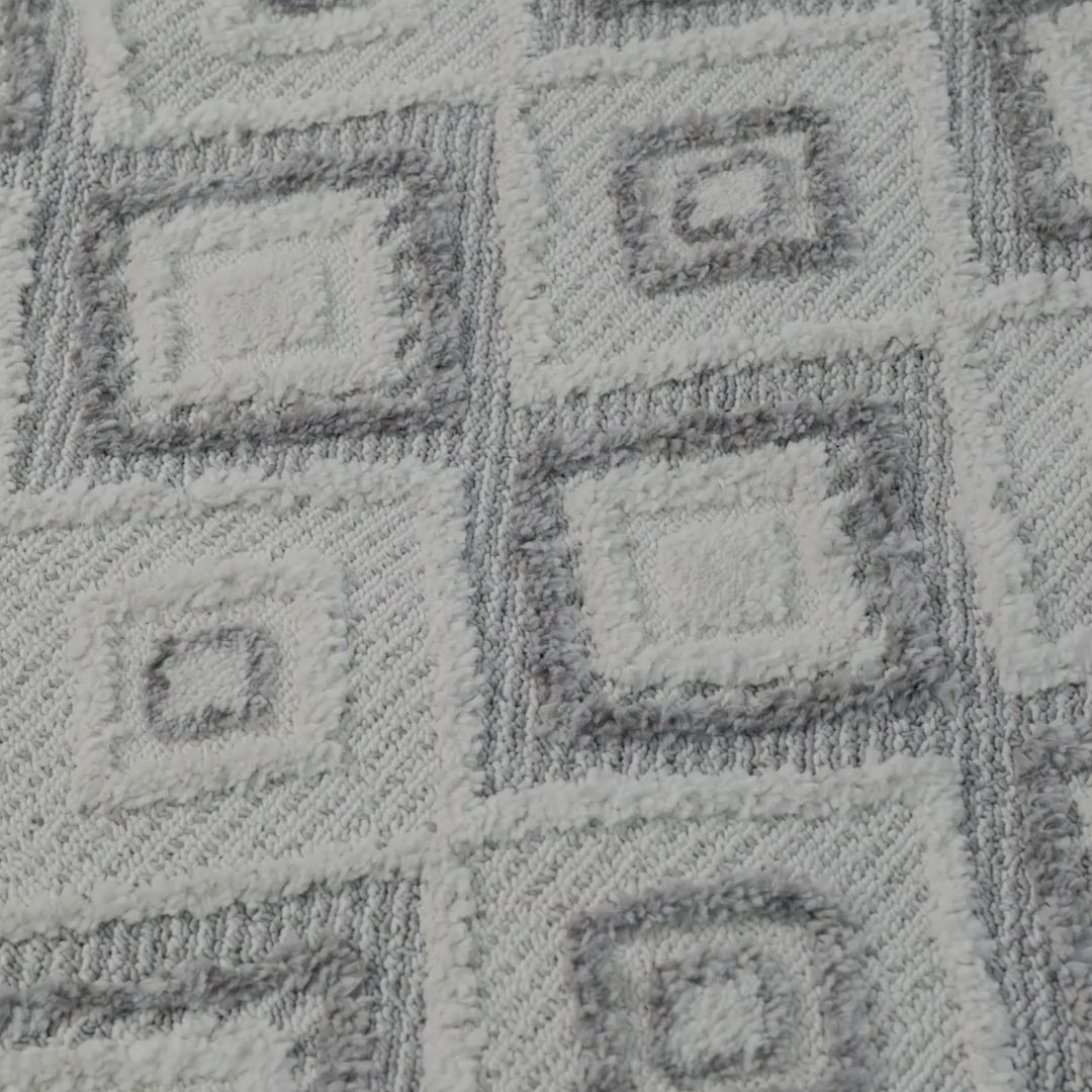 שטיח אטלס 12 אפור/קרם עגול | השטיח האדום