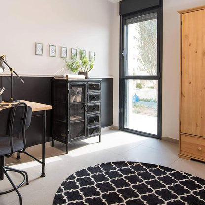 שטיח קילים הדס 07 שחור/לבן עגול | השטיח האדום